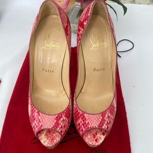 Christian Louboutin Snake Skin Platform Peep Toe Pump